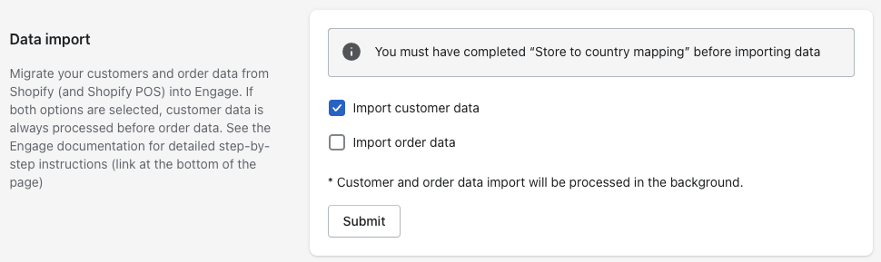 Import customer data