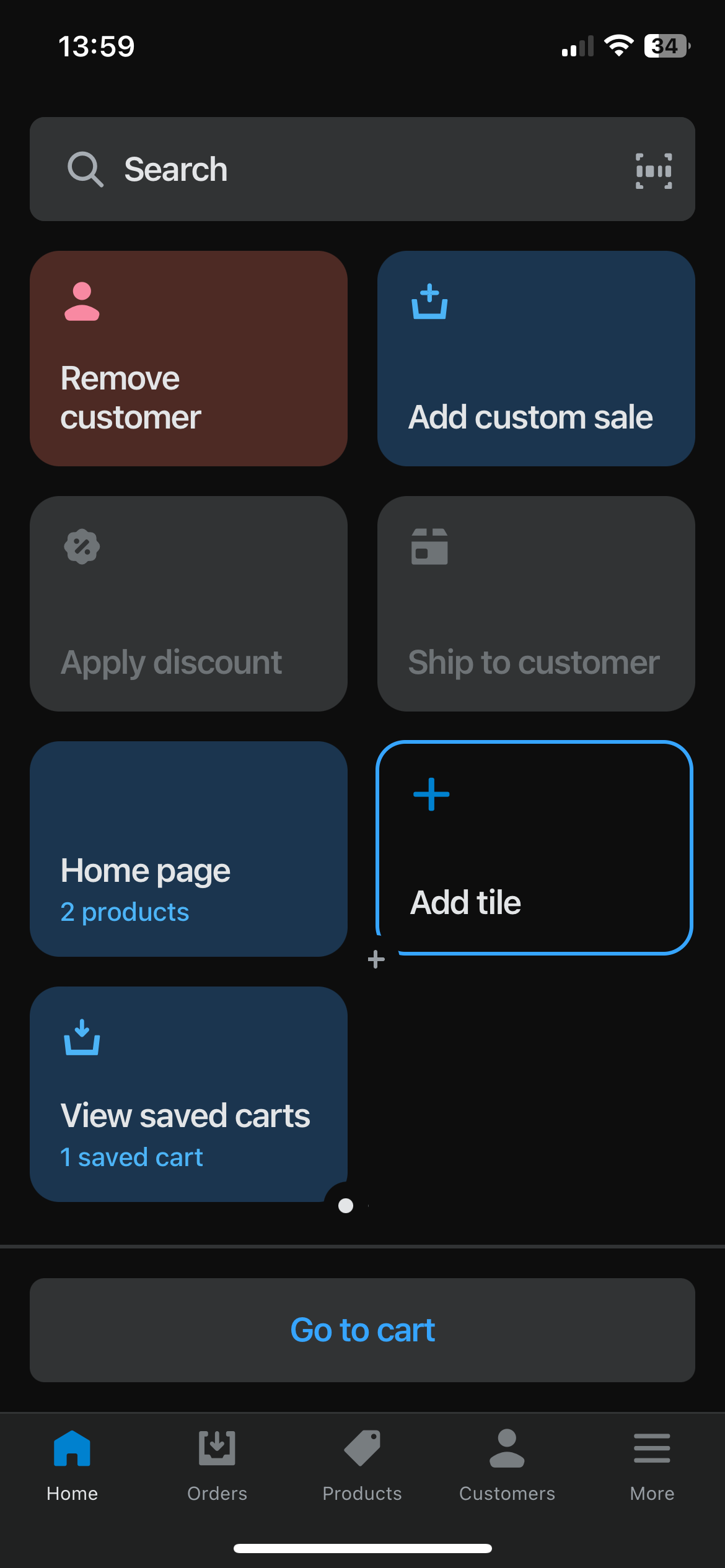 POS app home screen