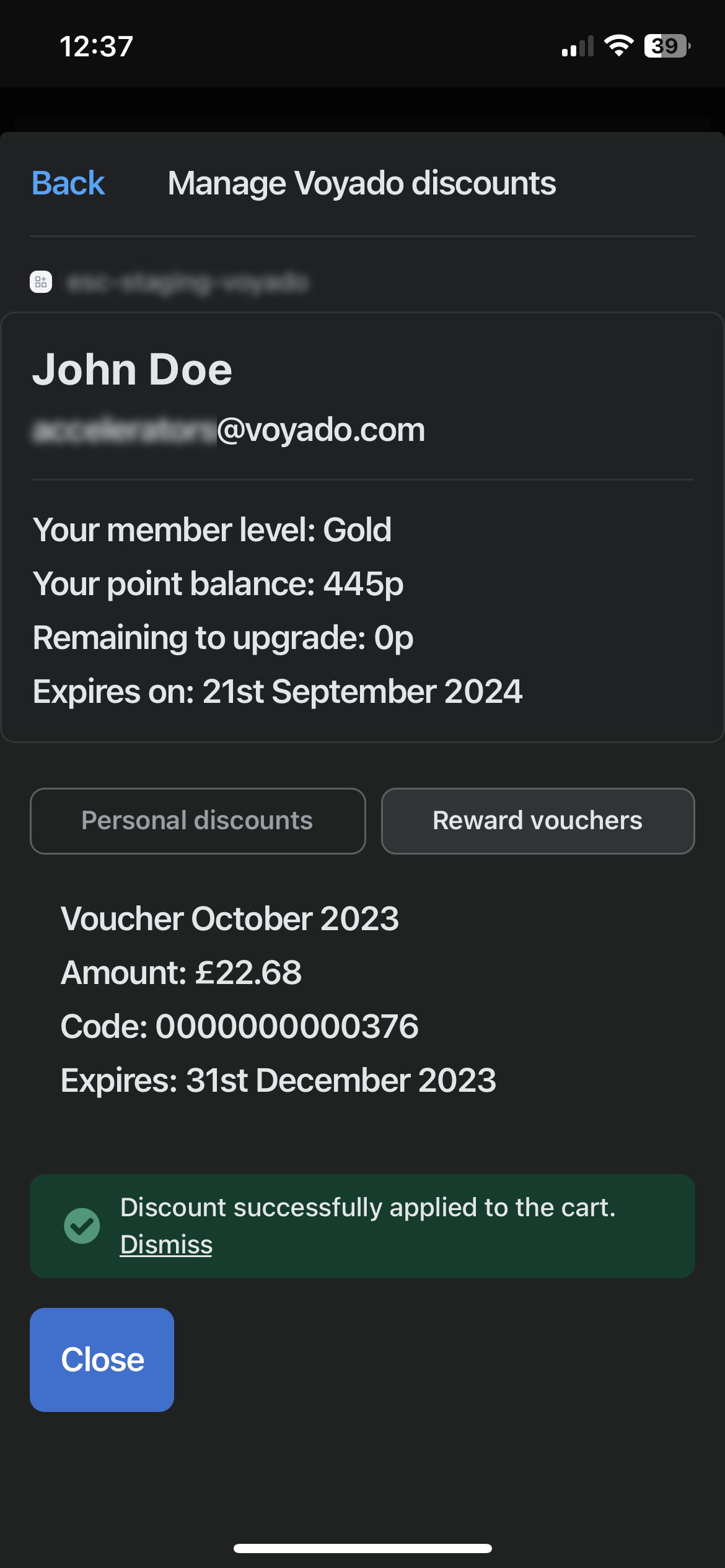 Applying a voucher