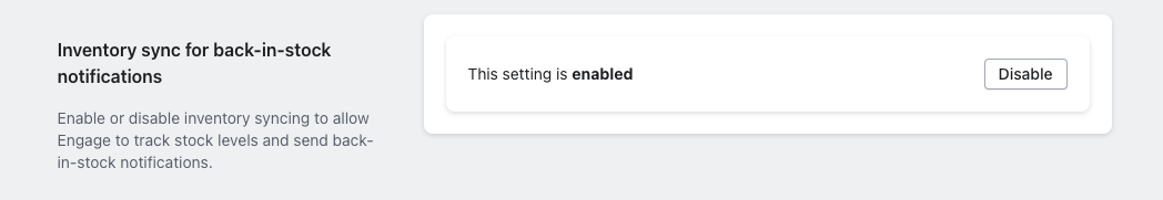 Back in stock inventory sync