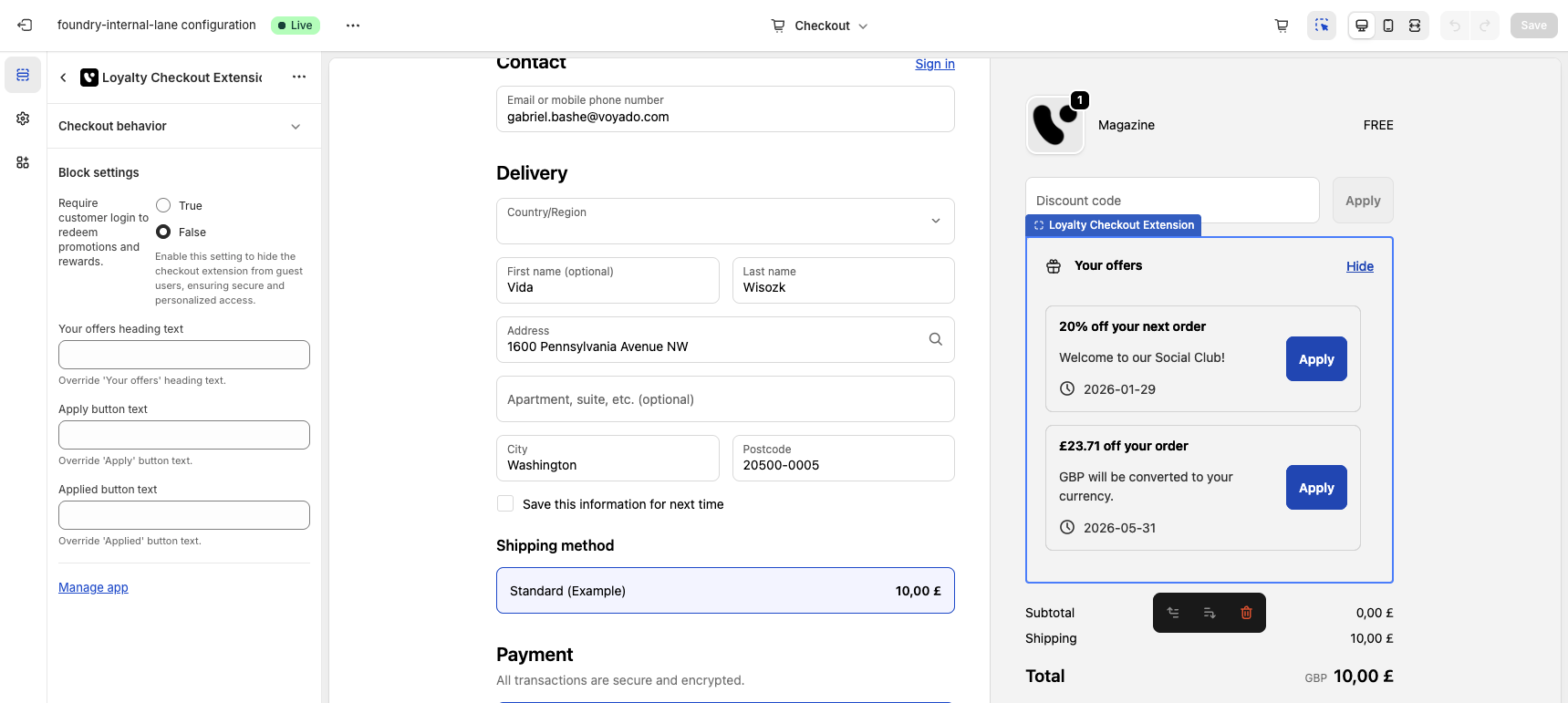 Loyalty Checkout Extension