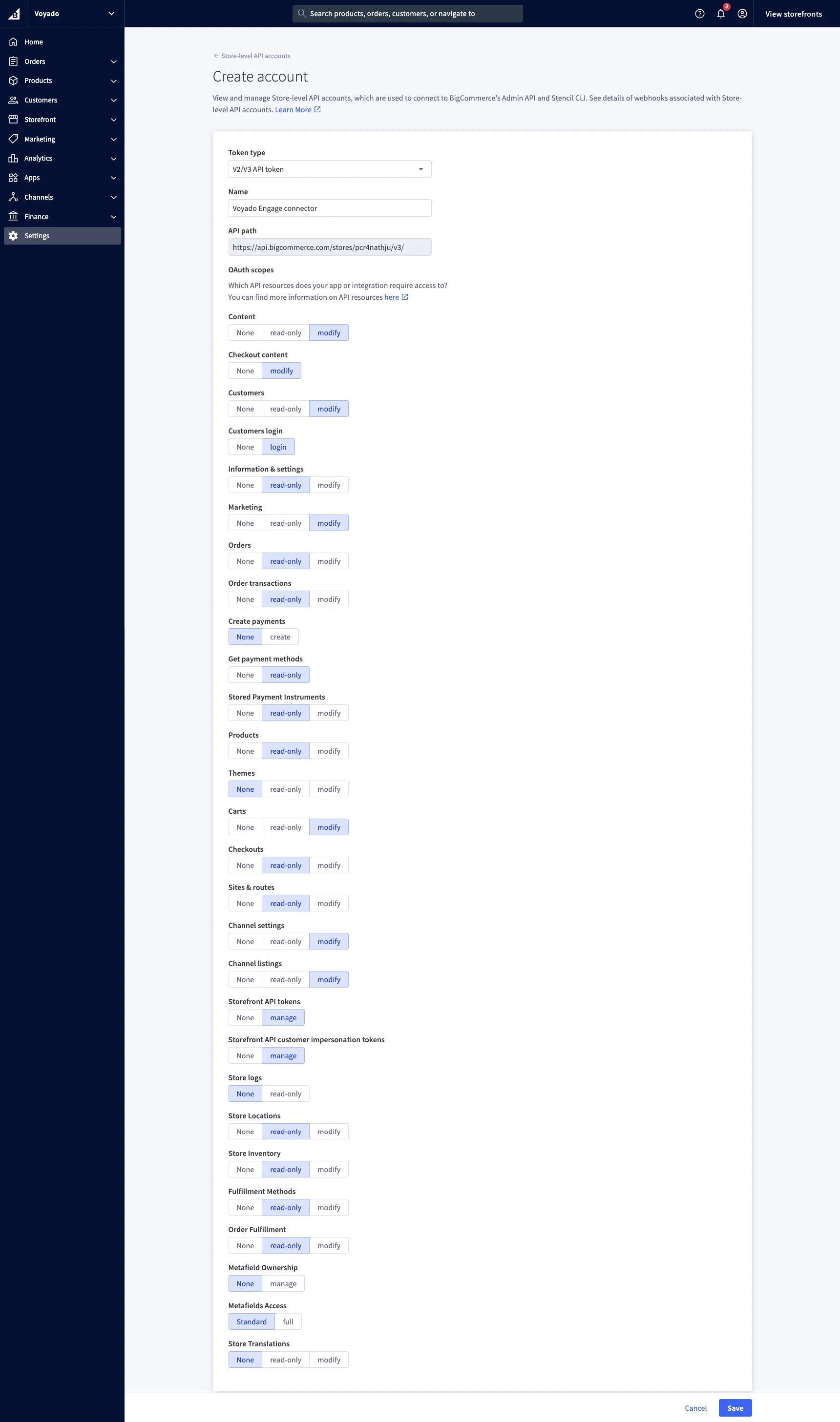 Big Commerce O Auth Scopes