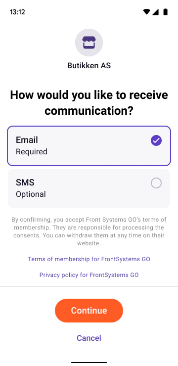 Giving email consent