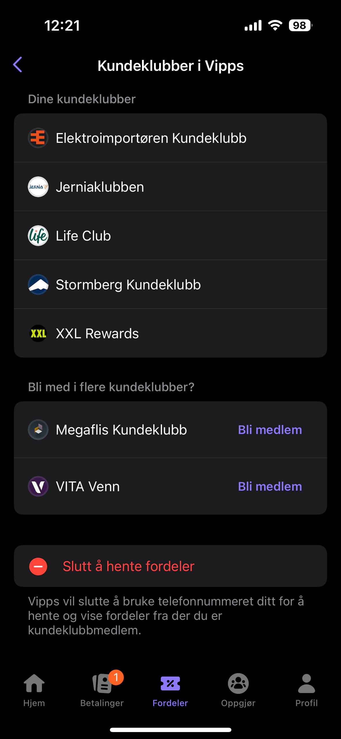 Presentation of loyalty clubs