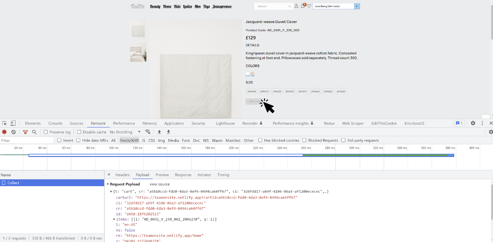 Verify tracking cart changes 1