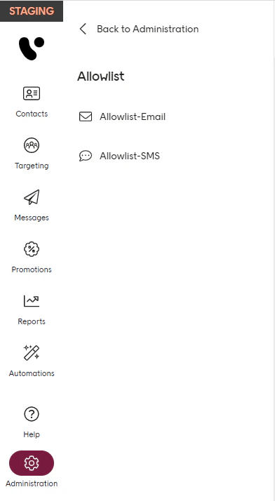 Allowlist menu