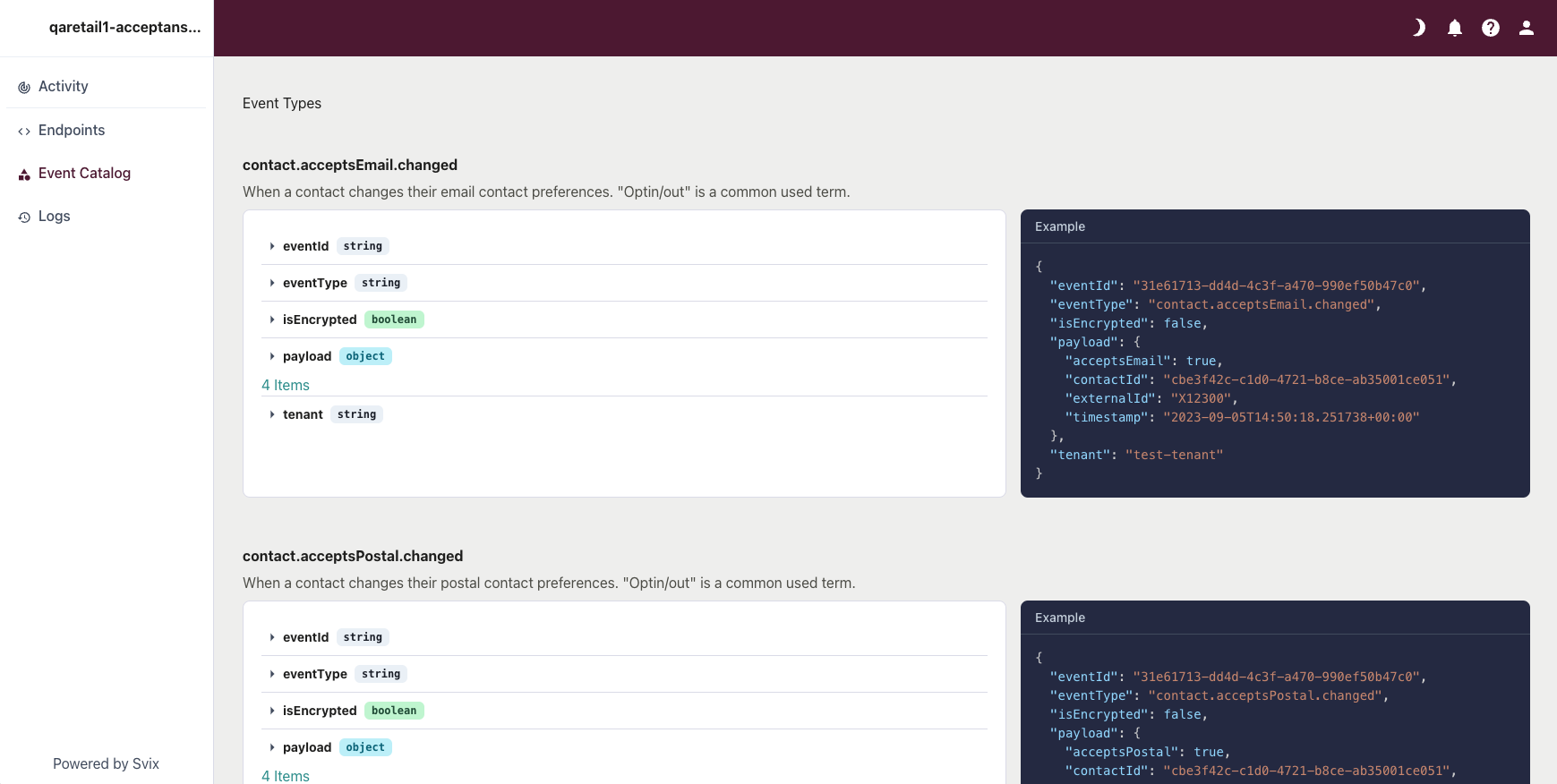 Choose event to send