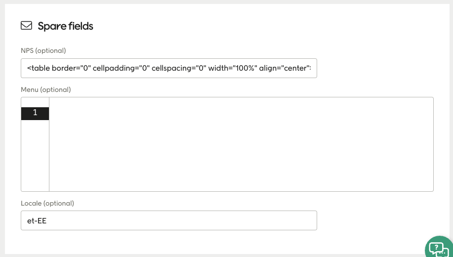 Configuring spare field