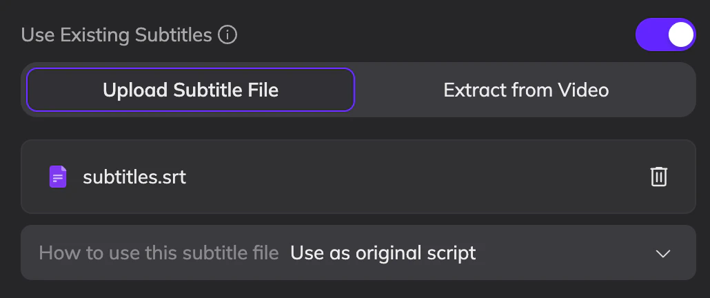 Use Existing Subtitles