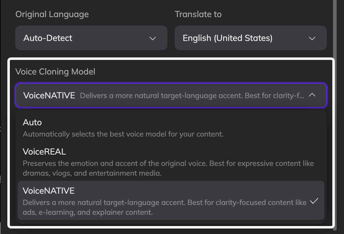 Select Voice Model