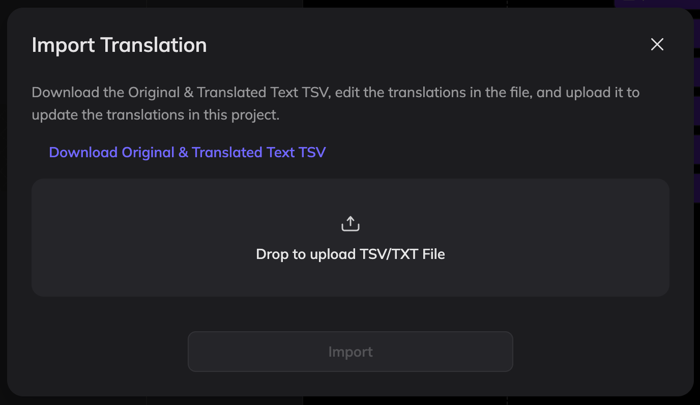 Visual Translate Import Text