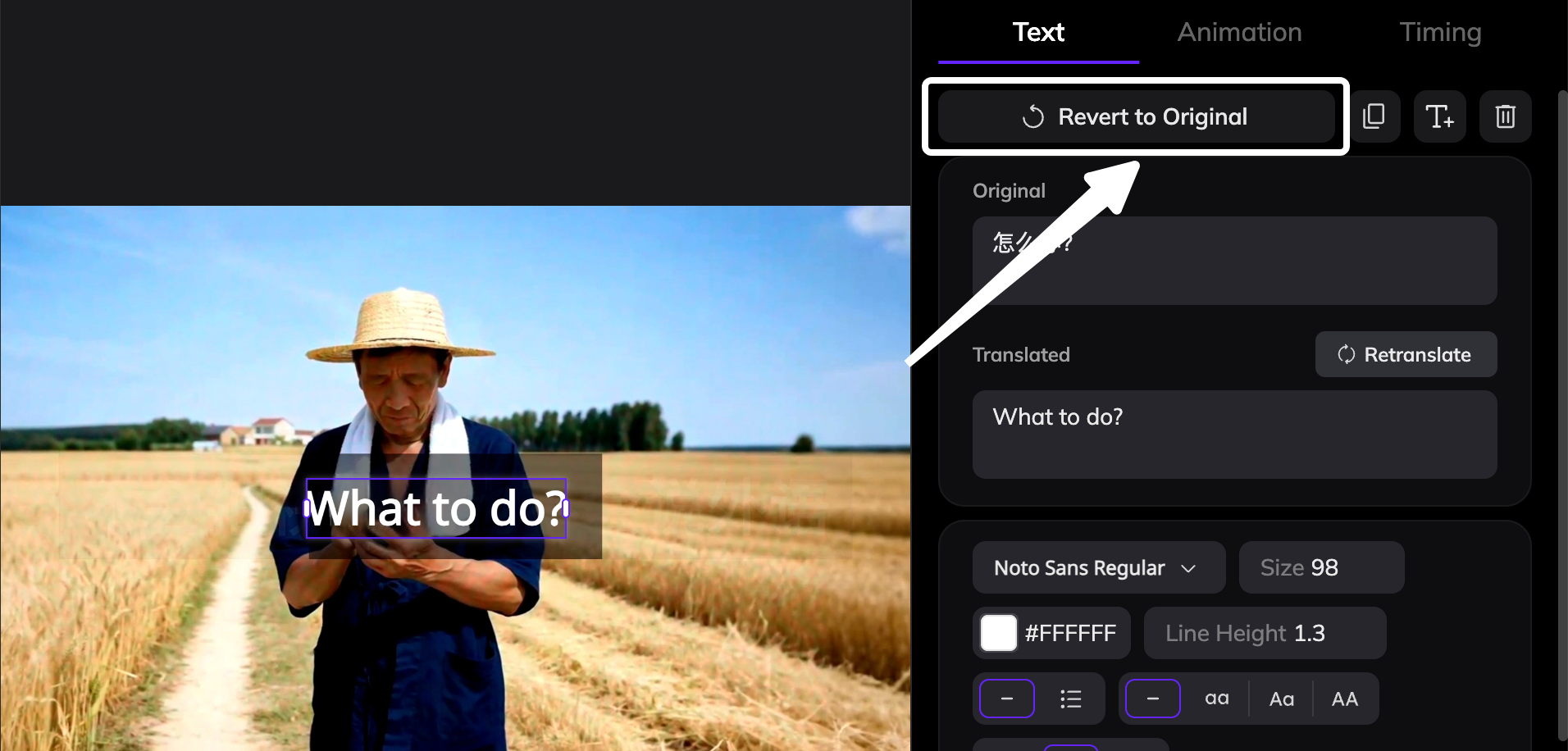 Visual Translate Revert Button