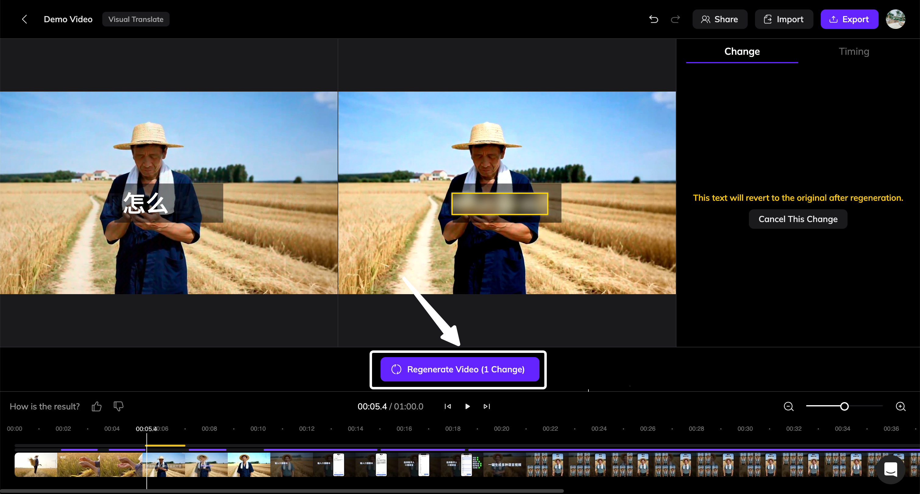 Visual Translate Revert Regenerate