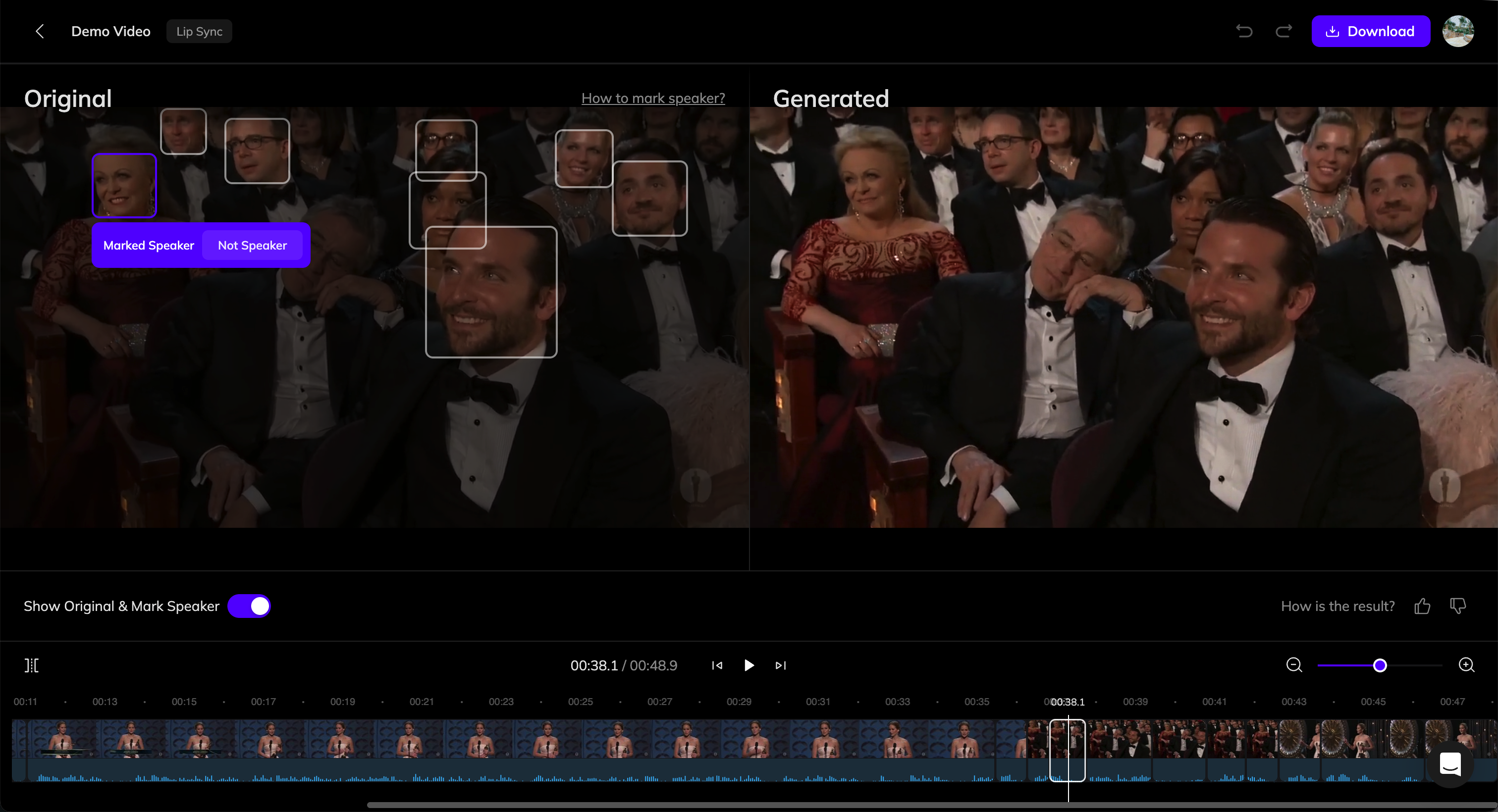 Editor de Sincronização Labial Mostrar Original