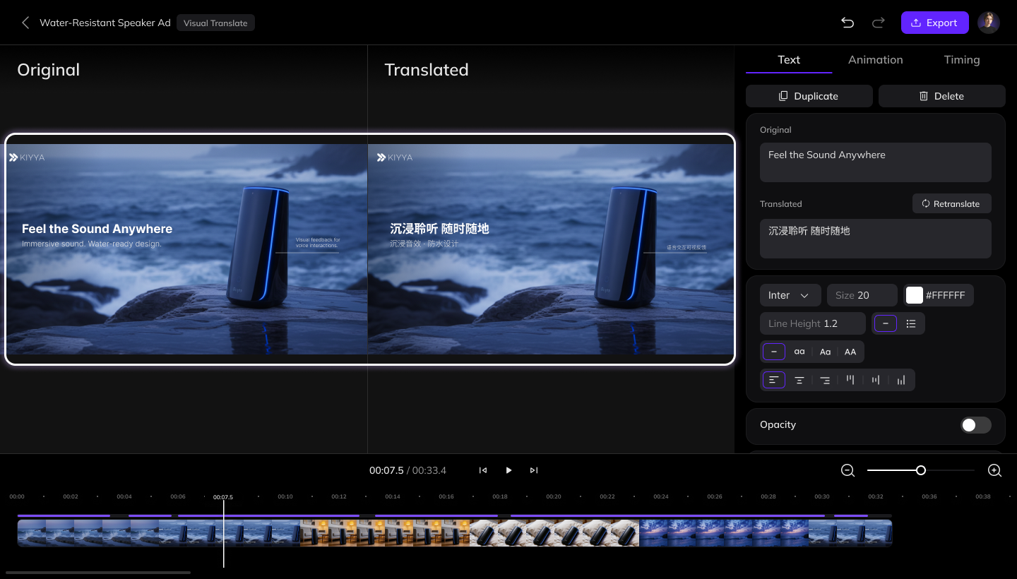 Vue comparée Traduction visuelle