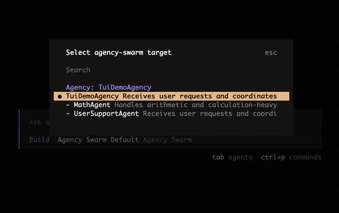 Agent Swarm CLI agent picker