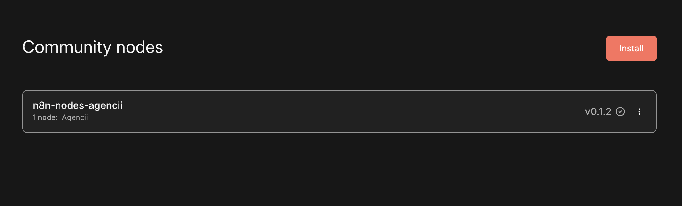 Agencii node package listed in Community nodes