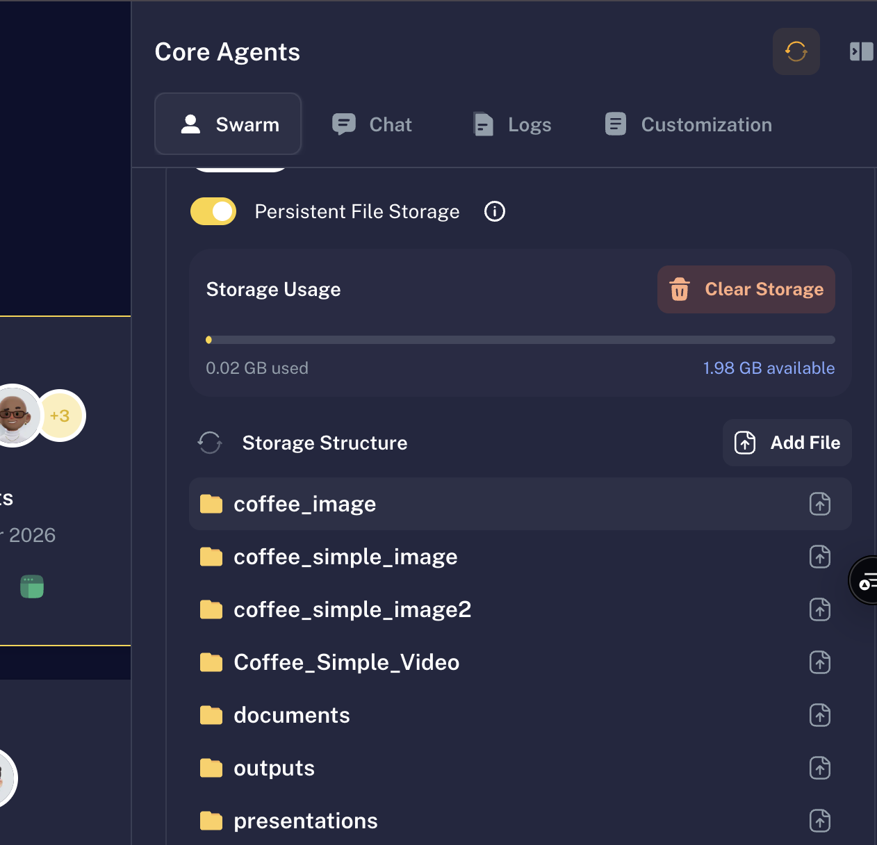 Agencii persistent file storage view for OpenClaw workspace