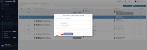 Xác nhận danh sách hồ sơ cần số hóa
