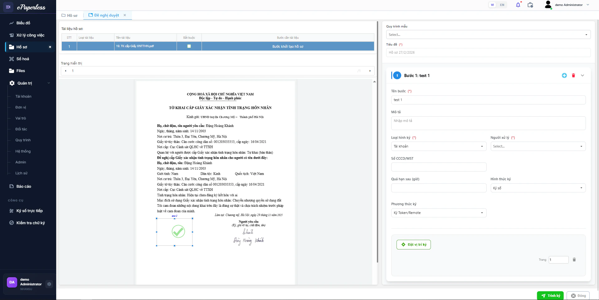 Màn hình Đề nghị duyệt