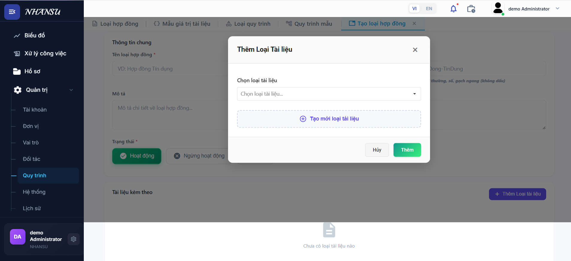 Dialog thêm loại tài liệu