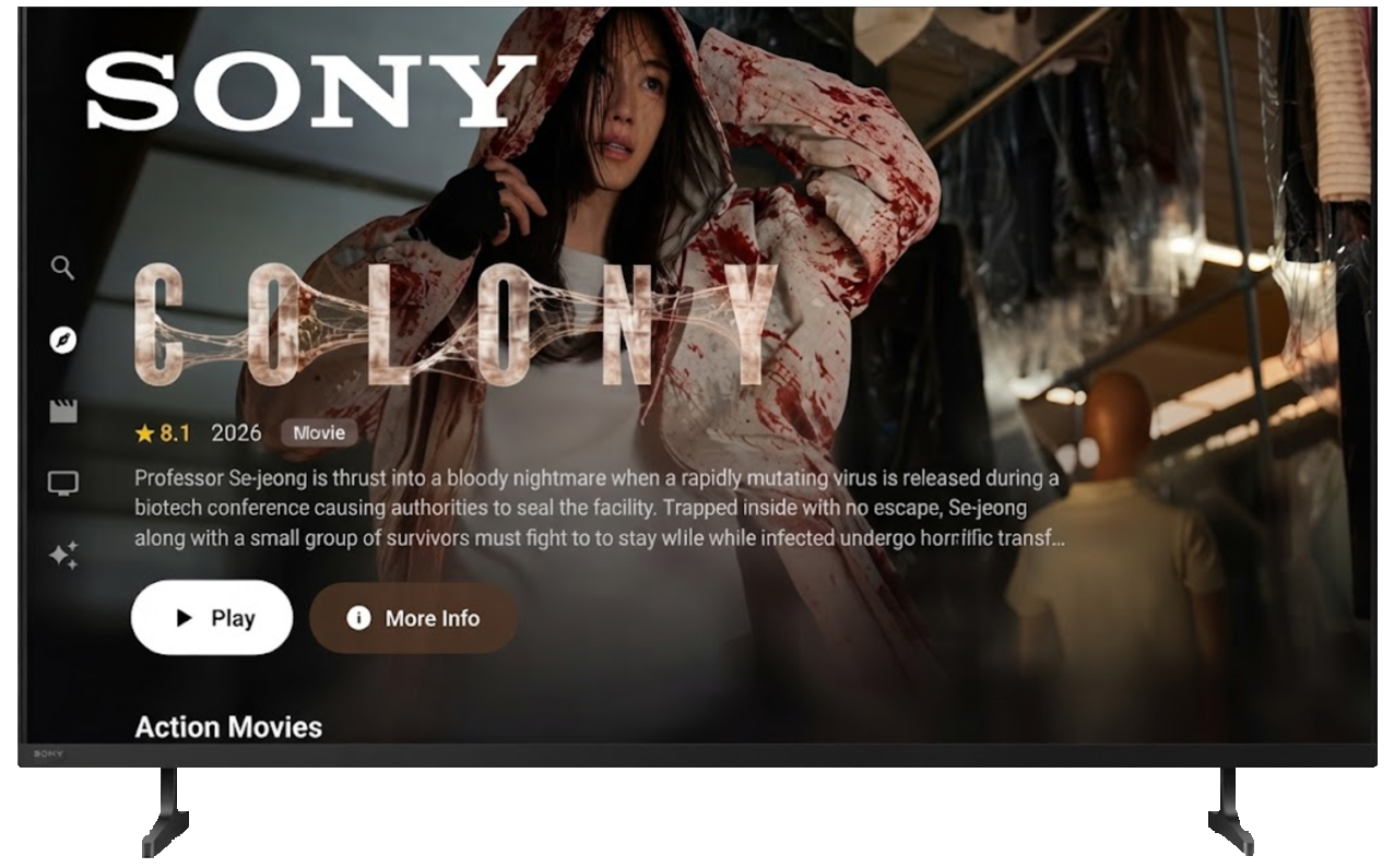 A collage of films and shows available through a Vyla experience
