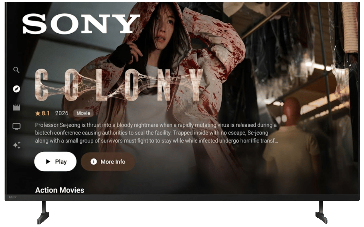 A collage of films and shows available through a Vyla experience