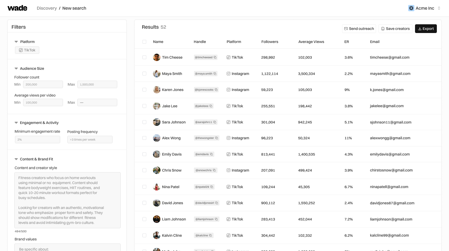 Wade Discovery Results