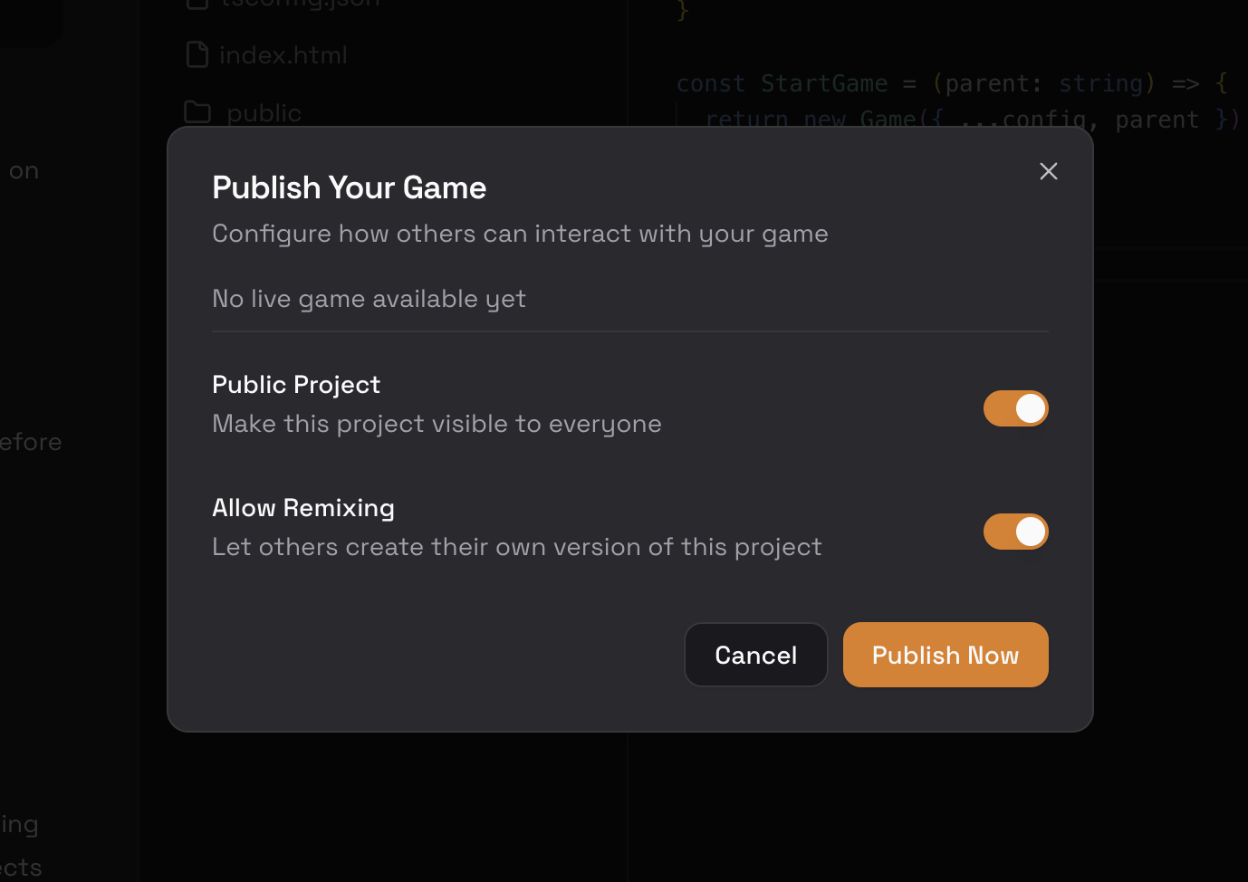 How to make your game available for other to clone