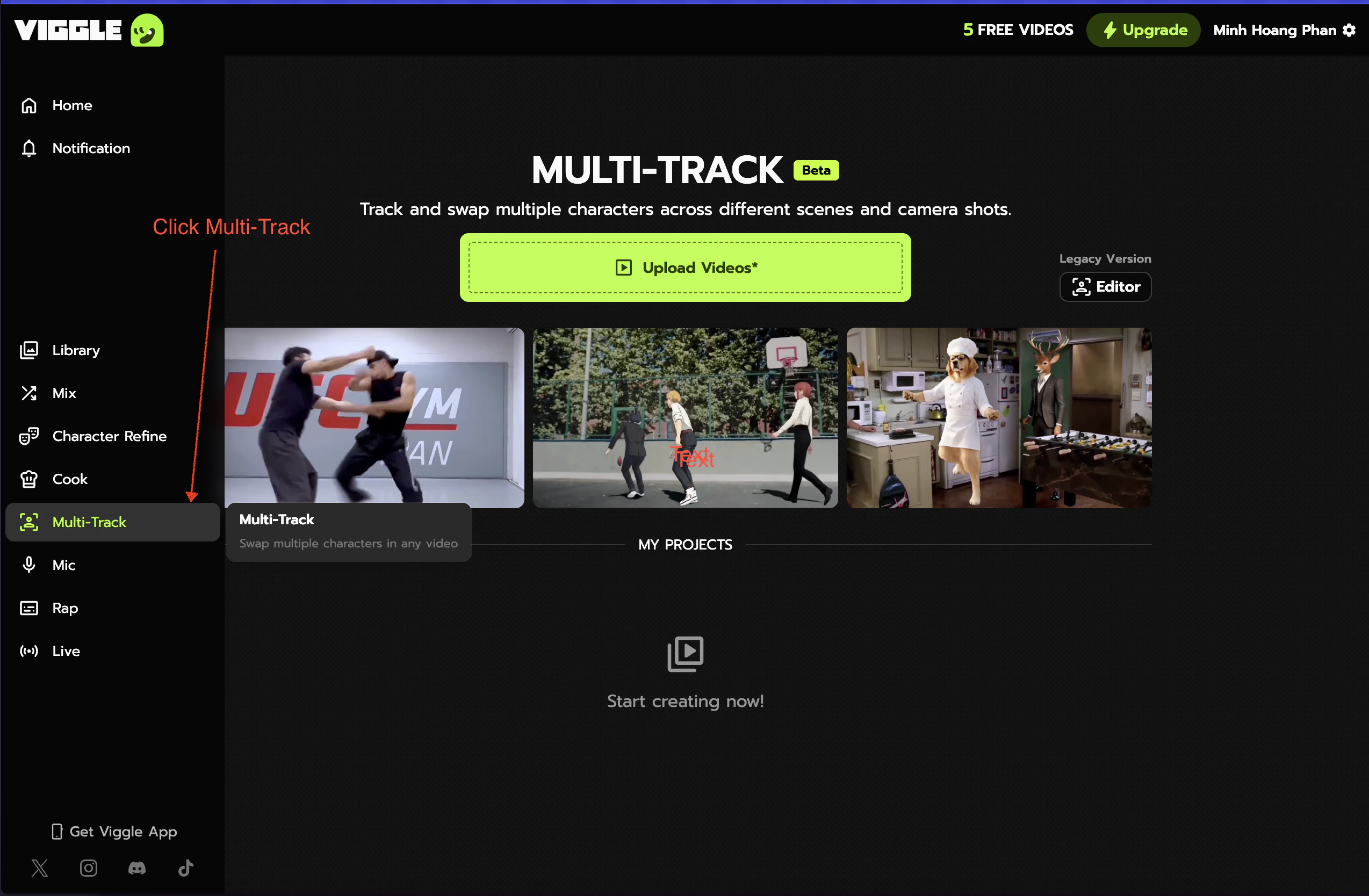 Multi-Track page in the sidebar