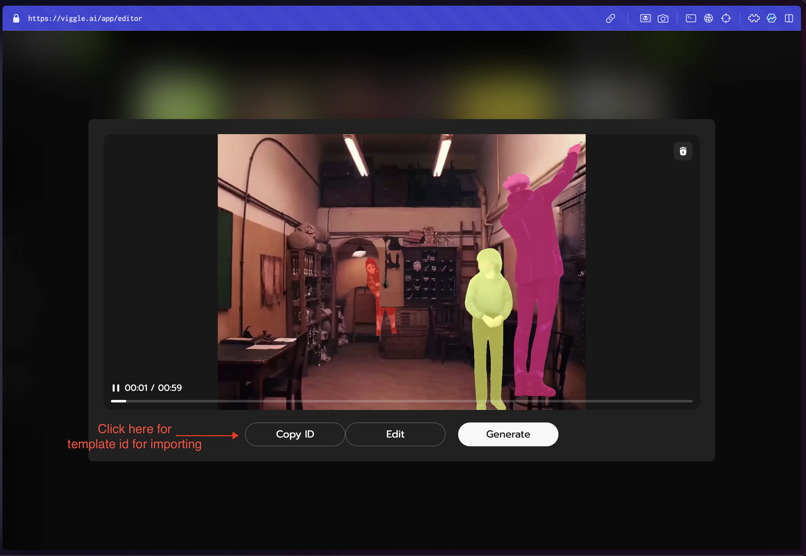 Copy ID button in the template editor