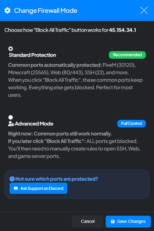 Change Firewall Mode