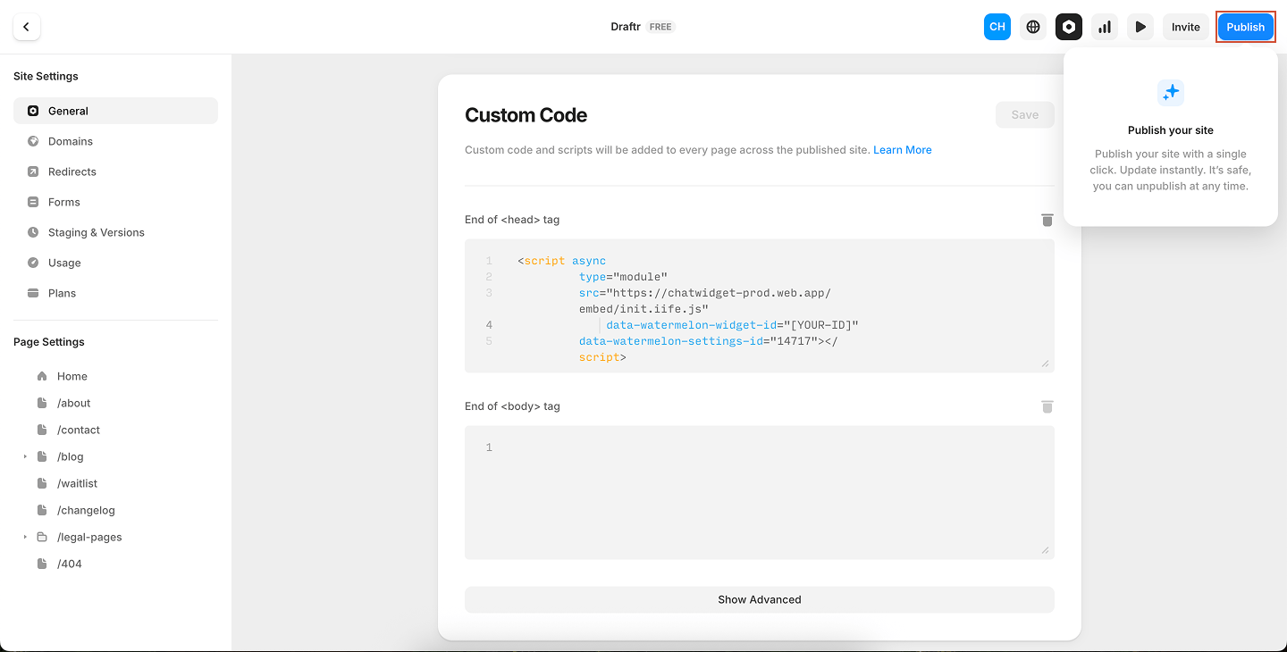 Framer Publish Button Pn