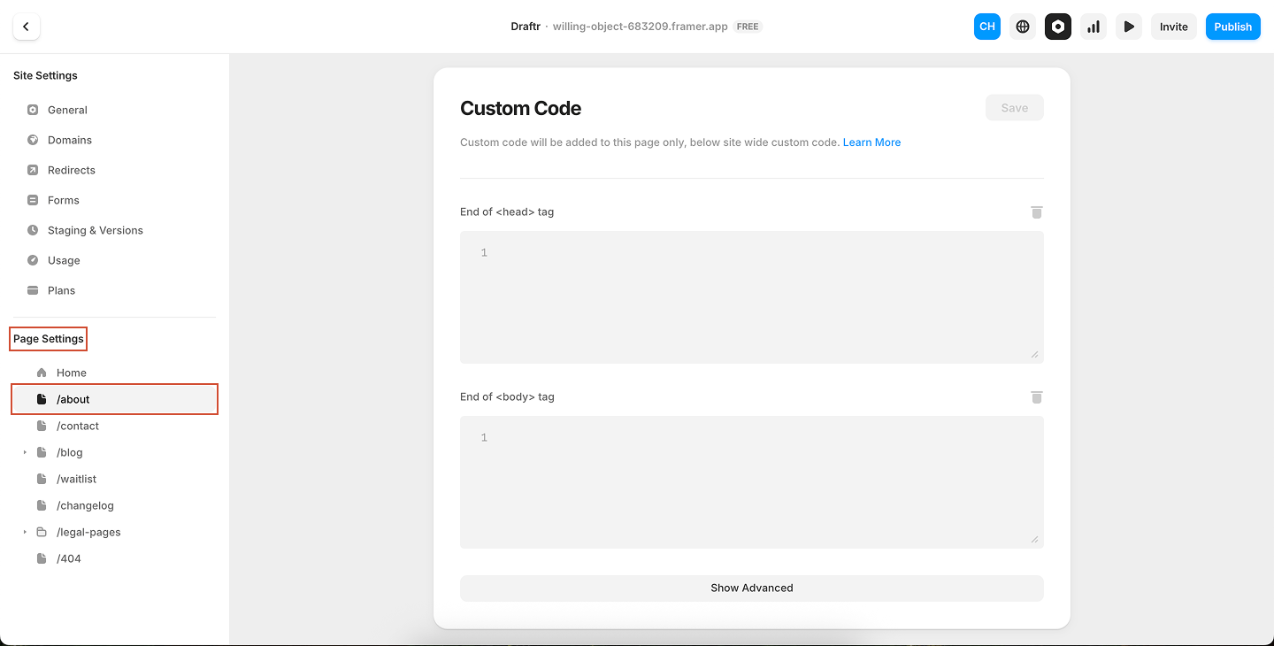 Framer Specific Page Pn