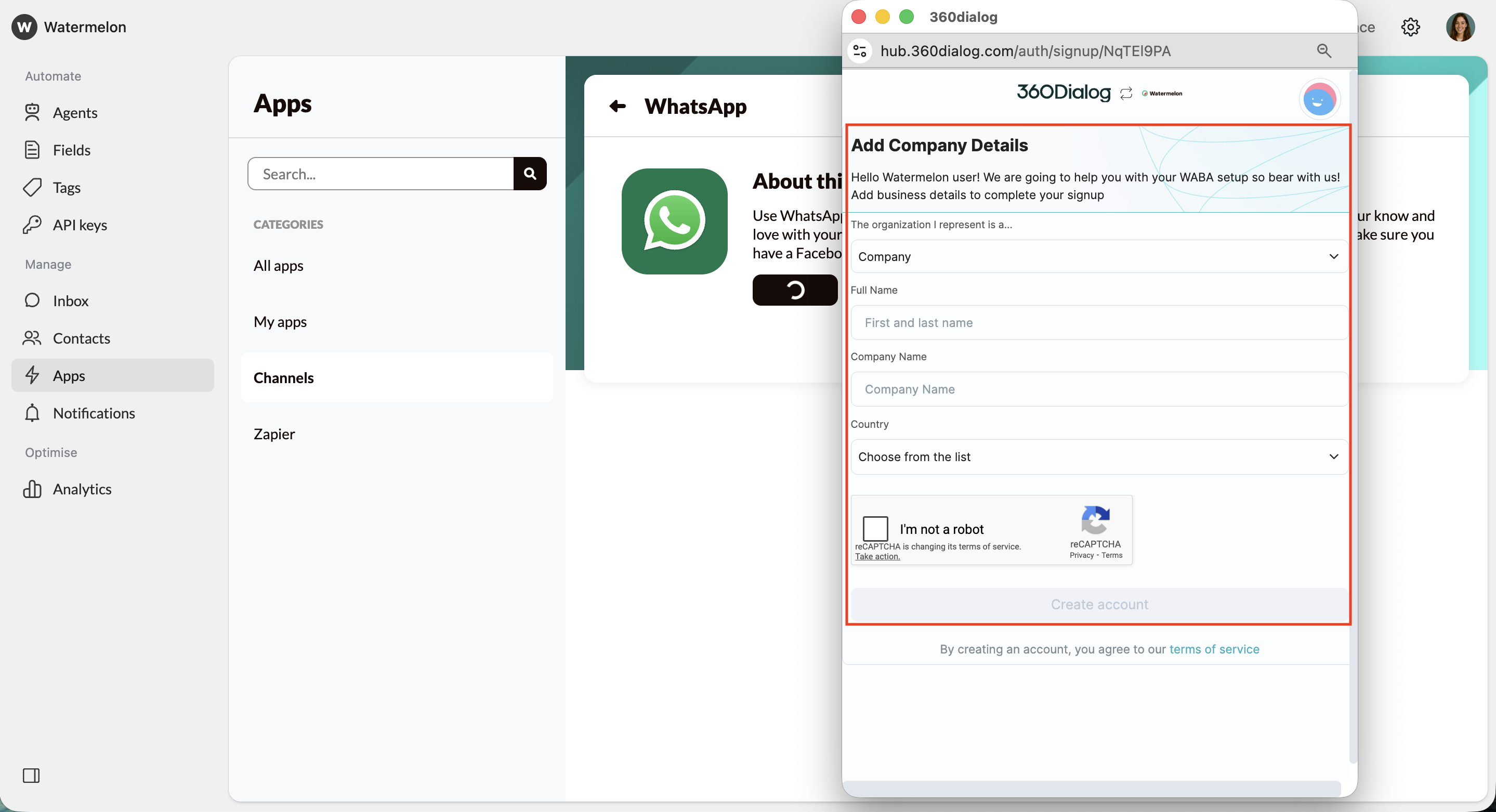 Whatsapp 360 Account Add Company Details Pn