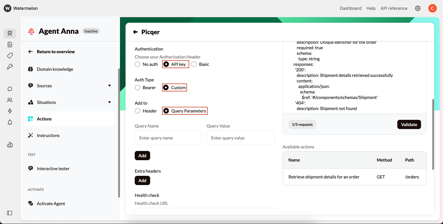 Actions Authentication Apikey Custom Query Pn