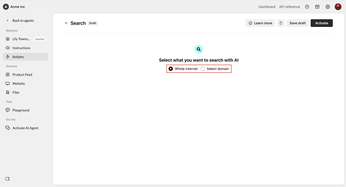 Search Selection