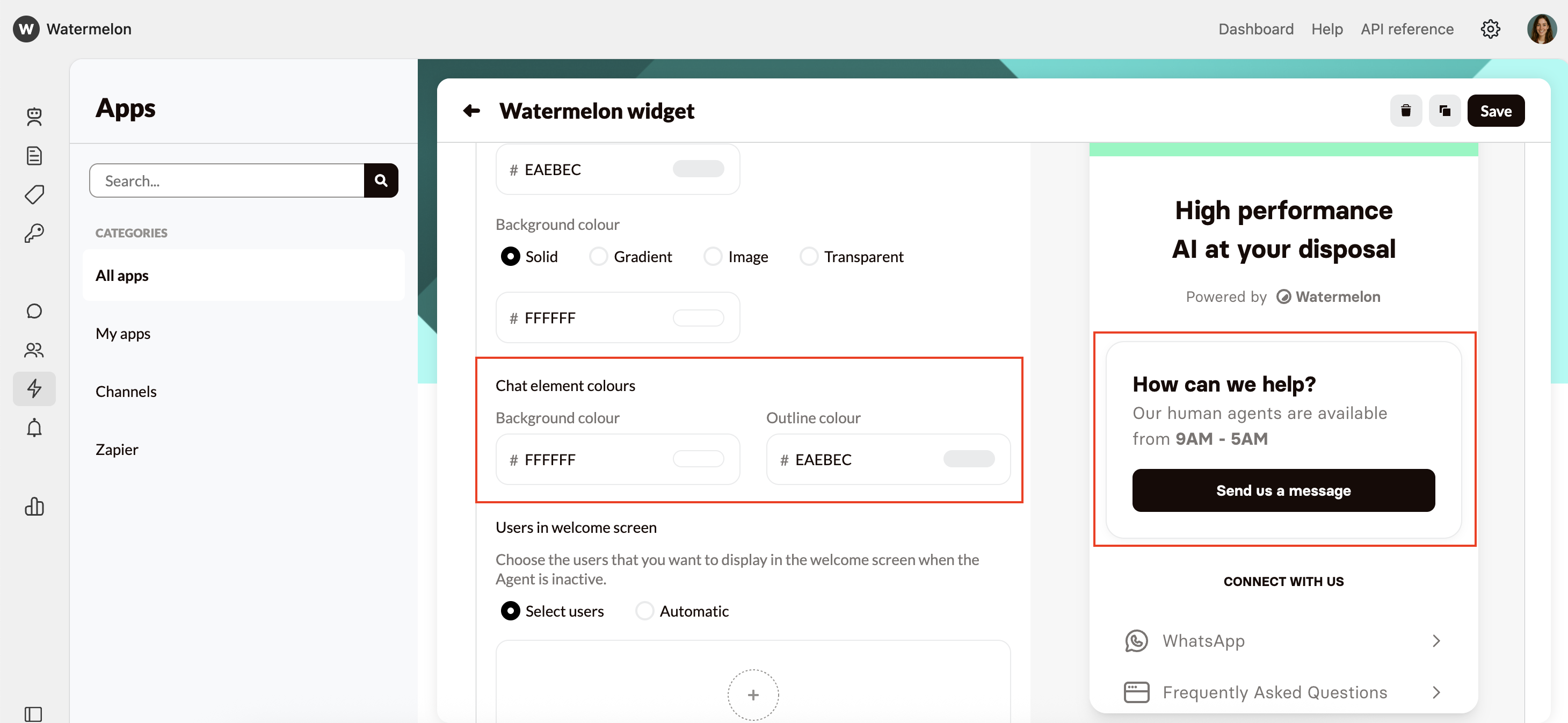 Customize Your Widget Design Chat Element Colour Pn