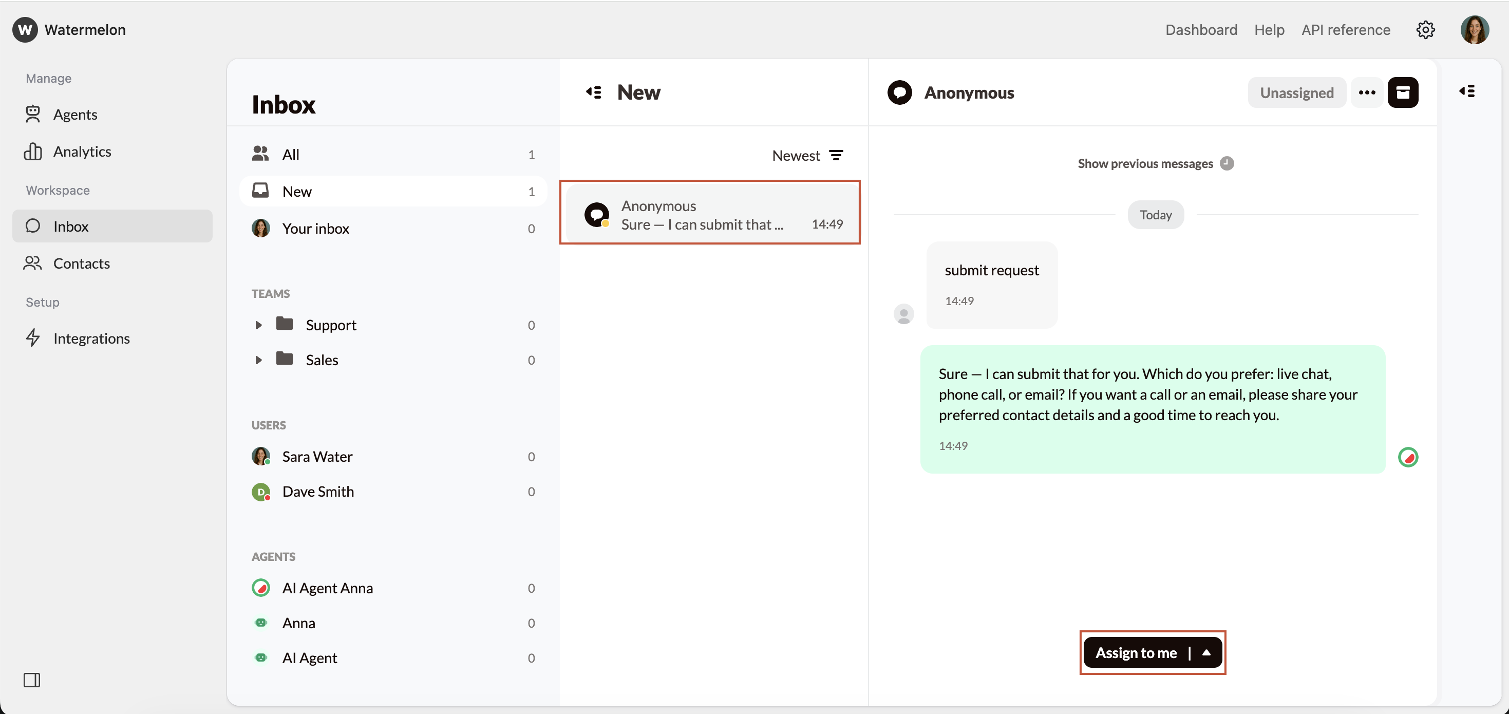 Manage Conversations Assign To Me