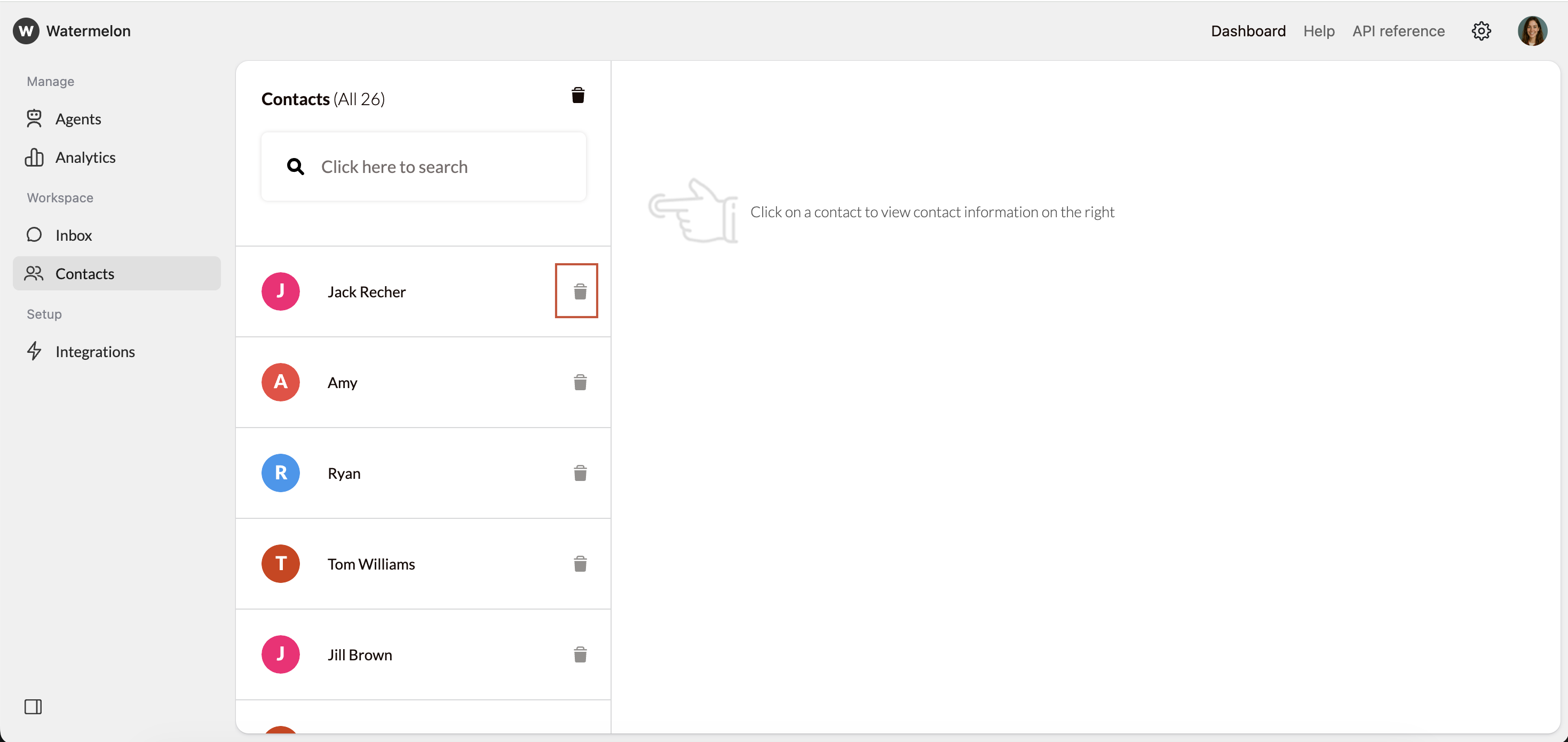 Manage Conversations Delete Contact
