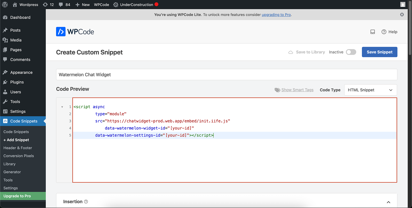 Wordpress Wp Code Create Custom Snippet Pn
