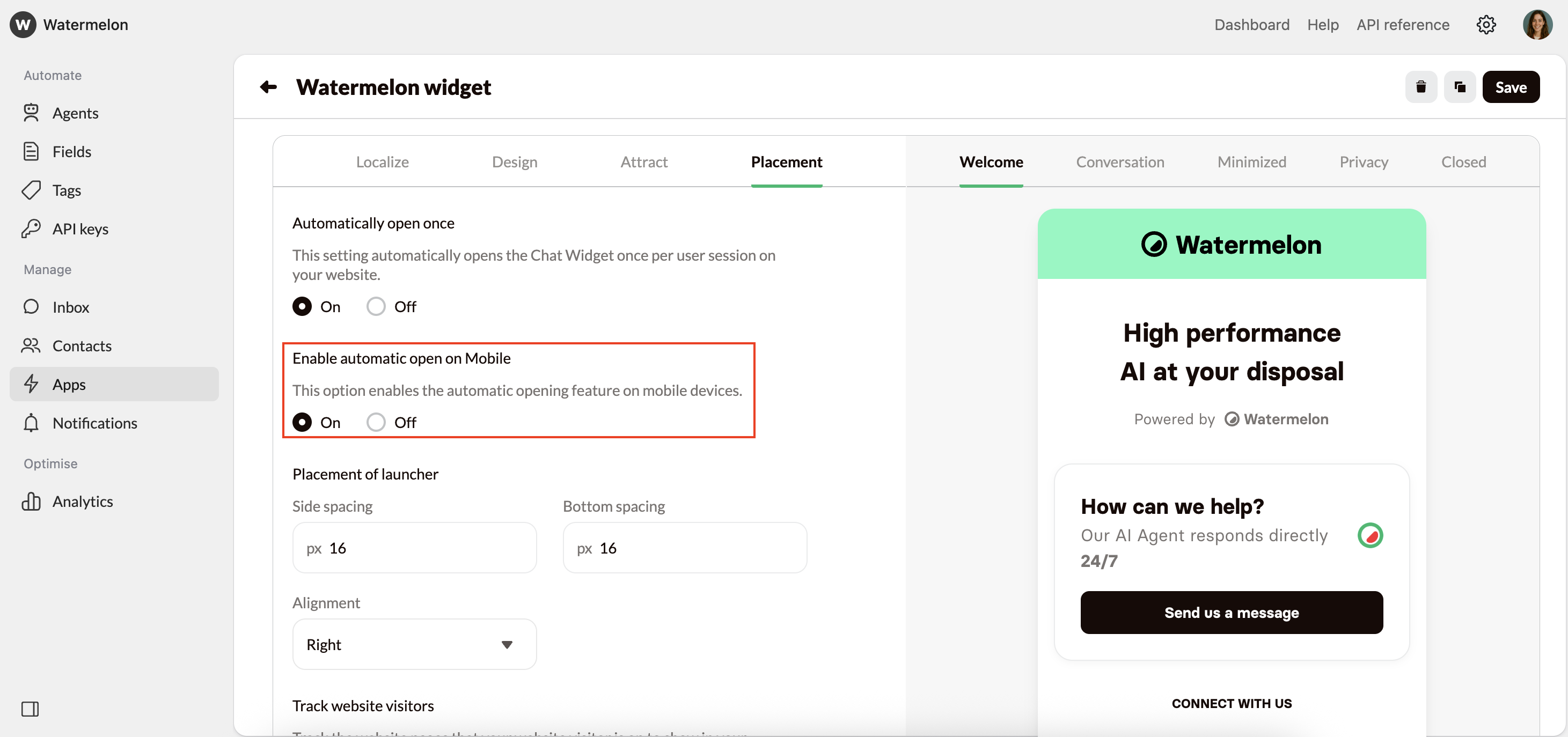 Common Use Cases Open Widget Automatically Mobile