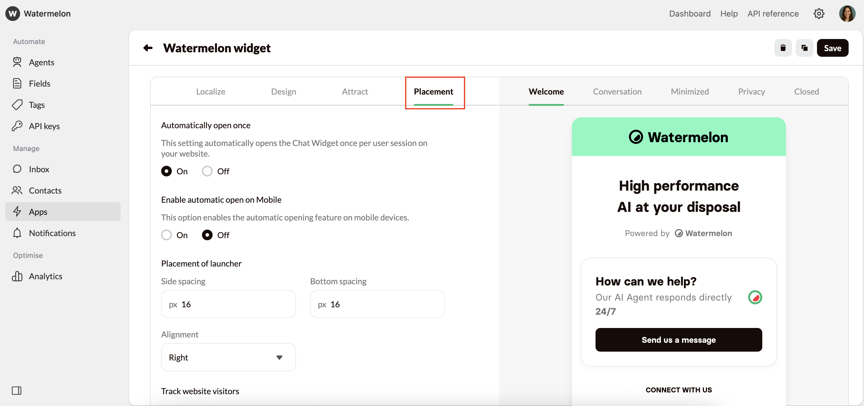 Common Use Cases Open Widget Automatically Placement