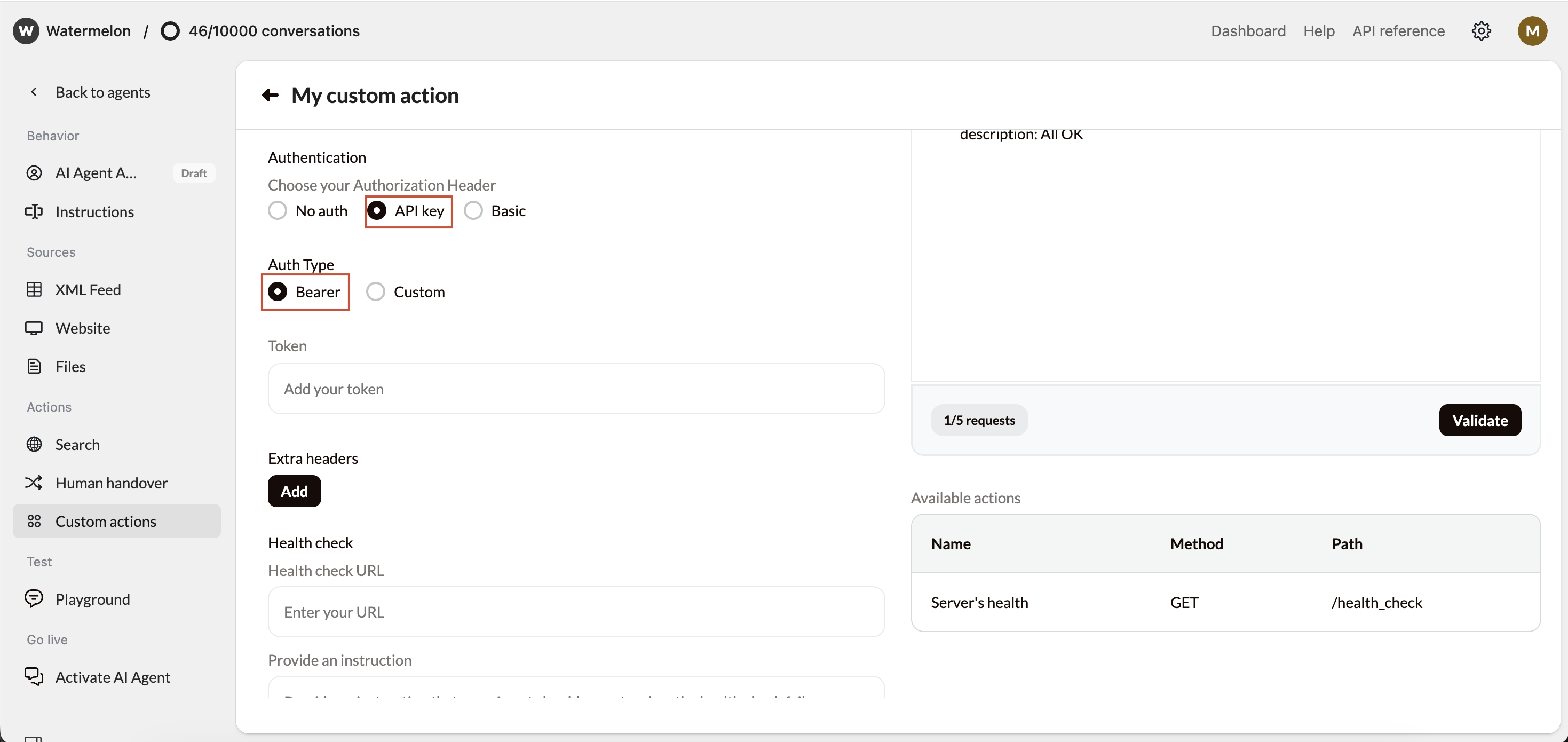 Action Authentication Api Key Bearer