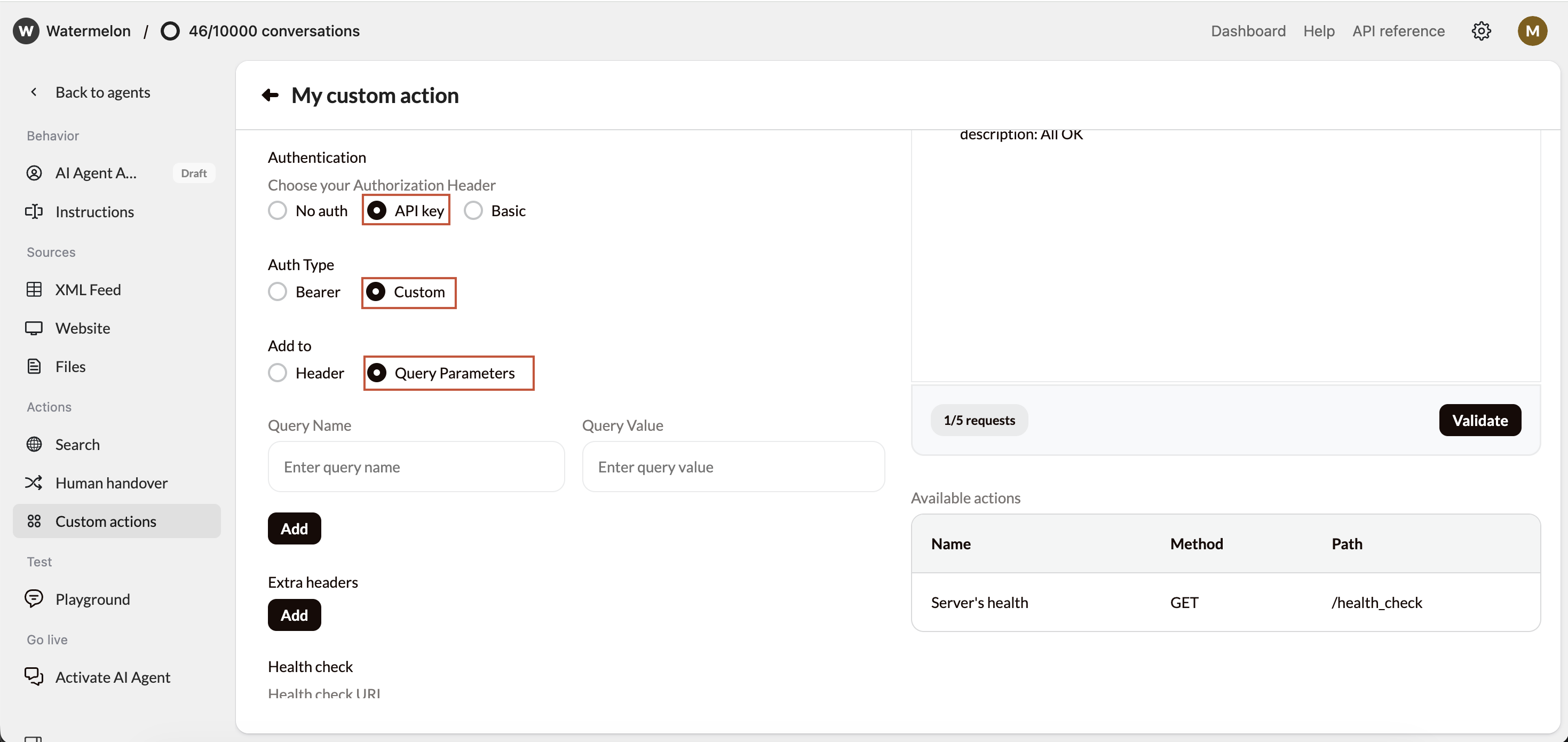 Action Authentication Api Key Custom Query