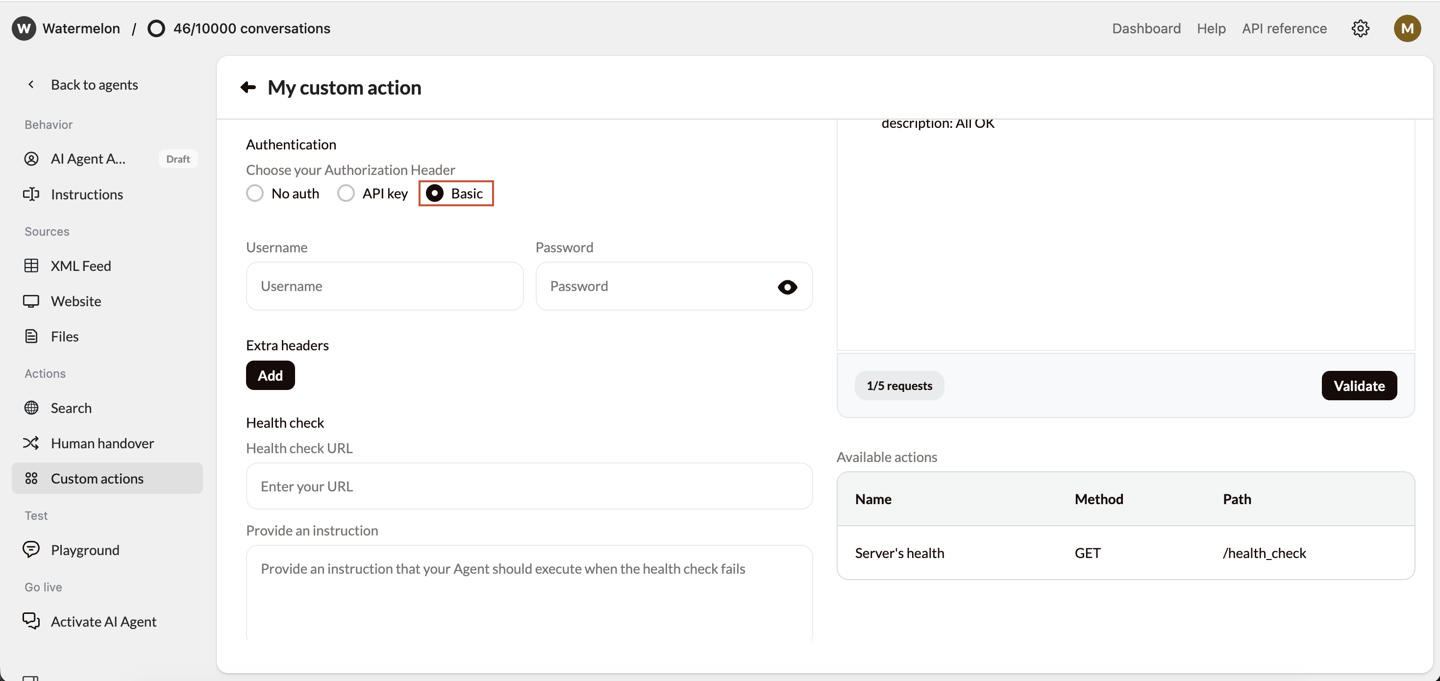 Action Authentication Basic