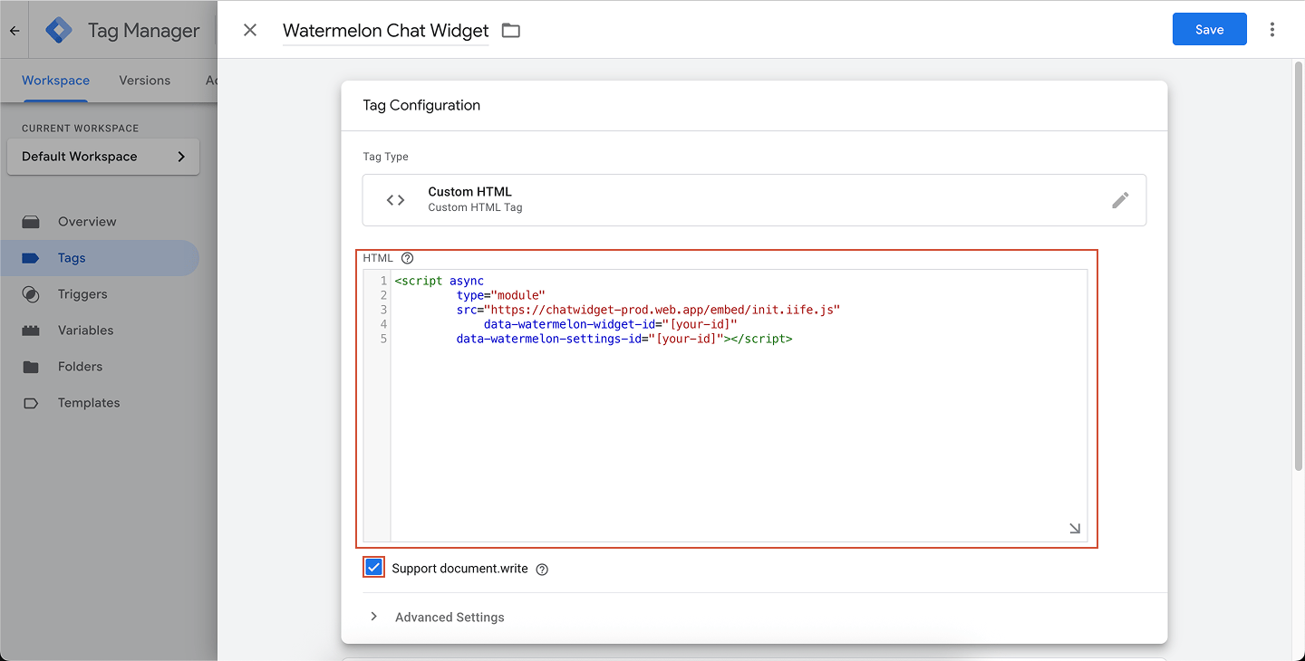 Gtm Adding Widget Code