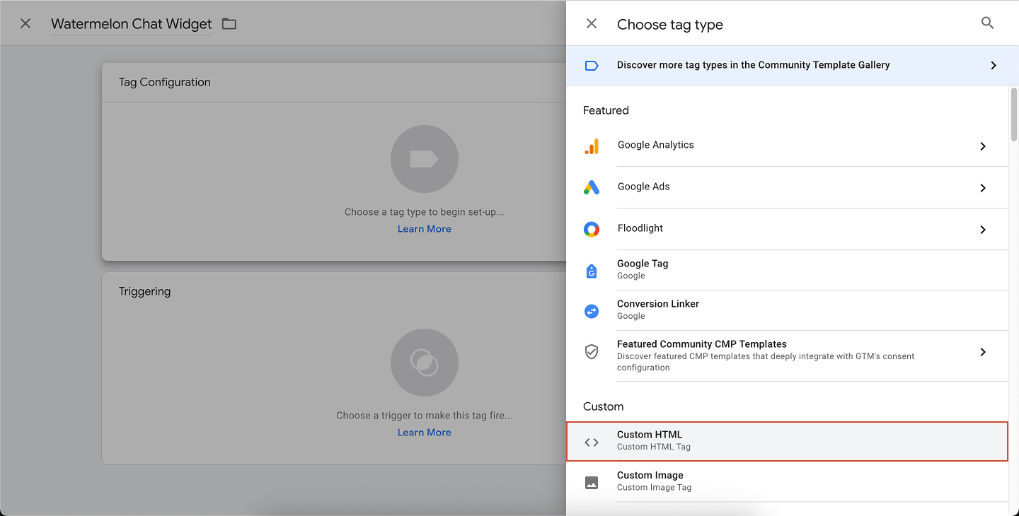 Gtm Select Custom Html