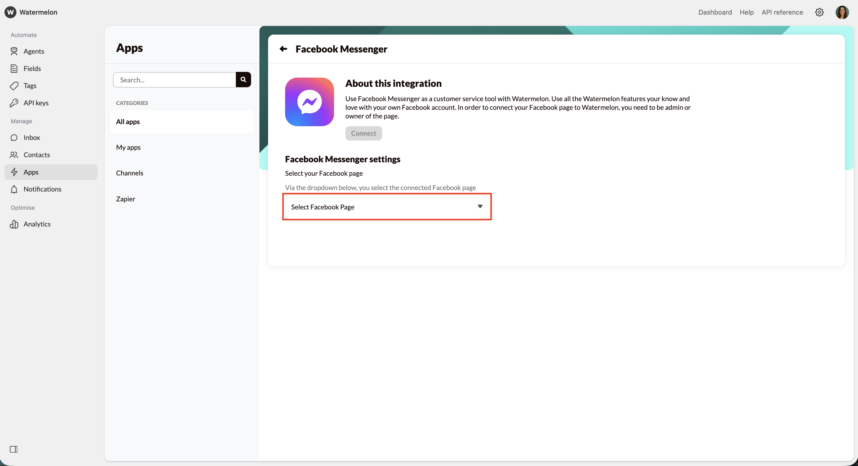 Facebook Messenger Select Page Pn