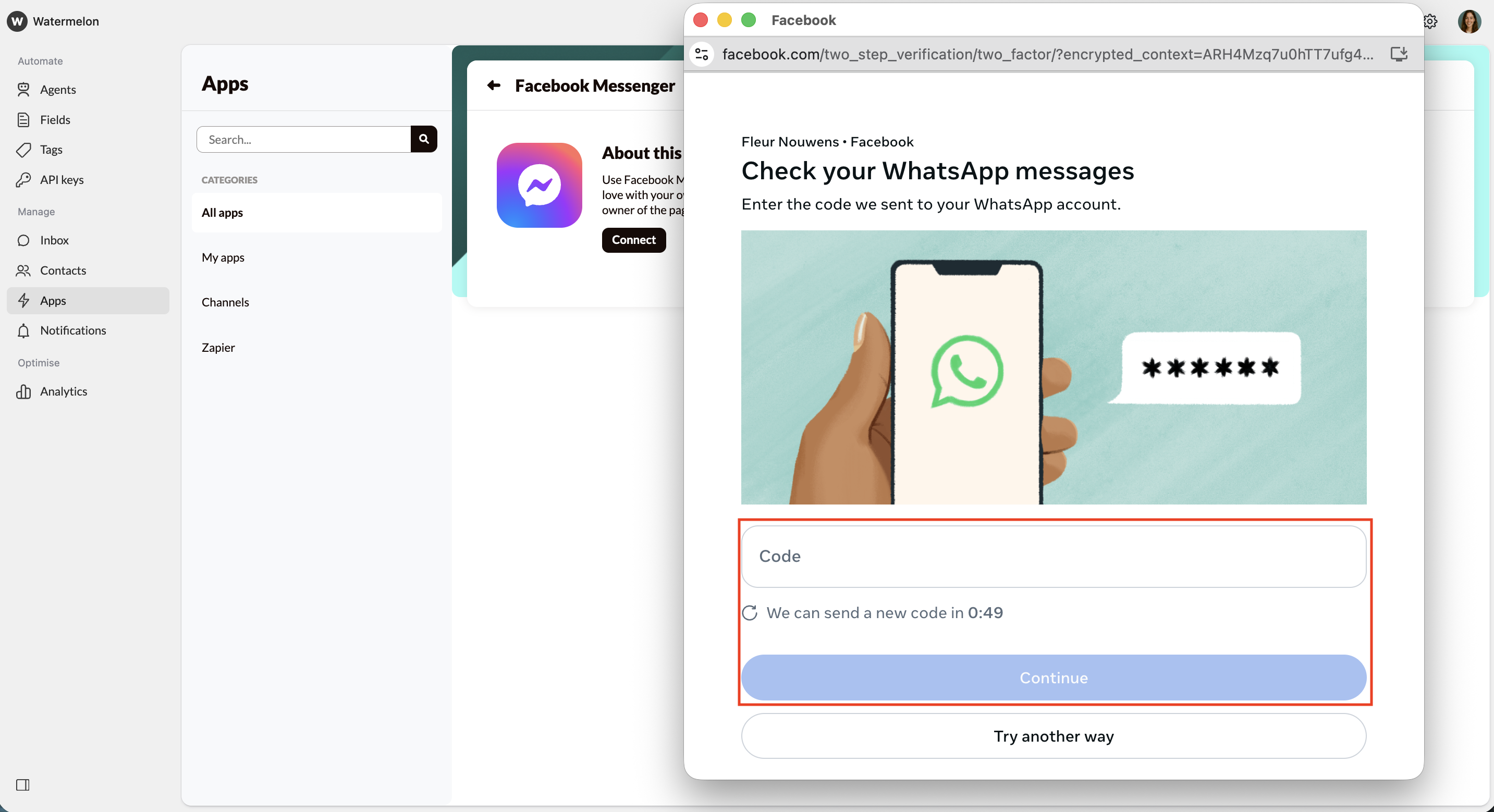 Facebook Messenger Verification Pn